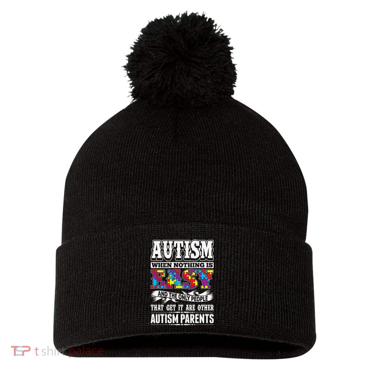 Autism When Nothing Is Easy Parents Puzzle Pom Pom 12in Knit Beanie