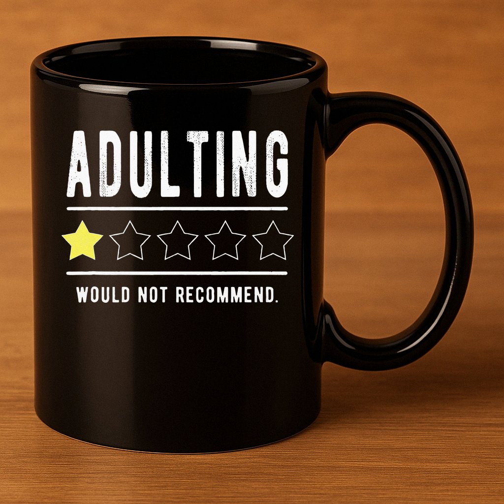 Adulting Would Not Recommend Funny Sayings One Star Adulting 11oz C Handle Ceramic Mug