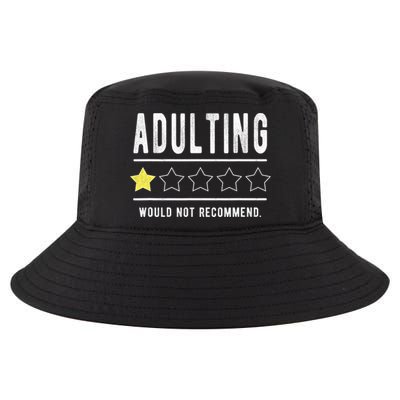 Adulting Would Not Recommend Funny Sayings One Star Adulting Cool Comfort Performance Bucket Hat