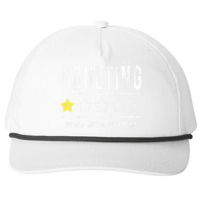 Adulting Would Not Recommend Funny Sayings One Star Adulting Snapback Five-Panel Rope Hat