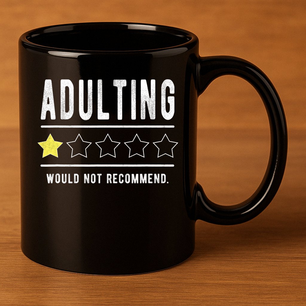 Adulting Would Not Recommend Funny Sayings One Star Adulting 11oz C Handle Ceramic Mug