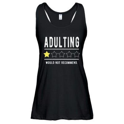 Adulting Would Not Recommend Funny Sayings One Star Adulting Ladies Essential Flowy Tank