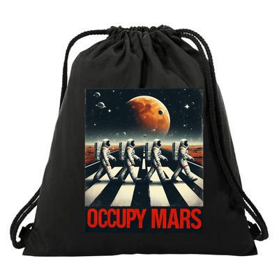 Astronauts Walking On Mars Occupy Mars Drawstring Bag