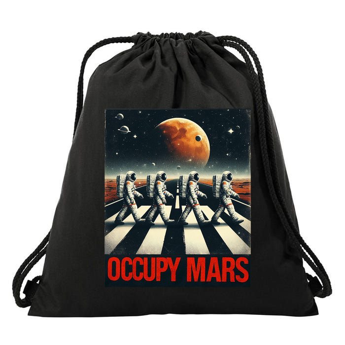 Astronauts Walking On Mars Occupy Mars Drawstring Bag