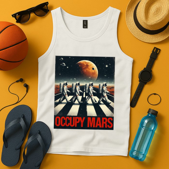 Astronauts Walking On Mars Occupy Mars Tank Top