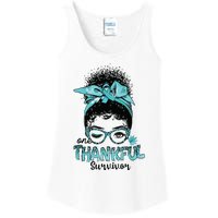 Afro Women Ovarian Cancer Awareness One Thankful Survivor Ladies Essential Tank