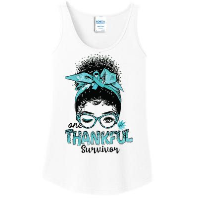 Afro Women Ovarian Cancer Awareness One Thankful Survivor Ladies Essential Tank