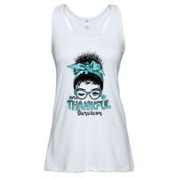 Afro Women Ovarian Cancer Awareness One Thankful Survivor Ladies Essential Flowy Tank