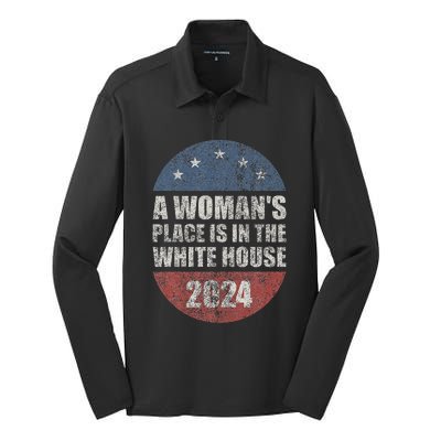 A WomanS Place Is In The White House First Female President Silk Touch Performance Long Sleeve Polo