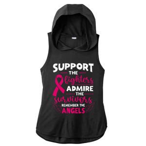 Angel Wing Pink Support The Fighters Breast Cancer Awareness Ladies PosiCharge Tri-Blend Wicking Draft Hoodie Tank