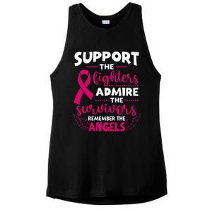 Angel Wing Pink Support The Fighters Breast Cancer Awareness Ladies PosiCharge Tri-Blend Wicking Tank