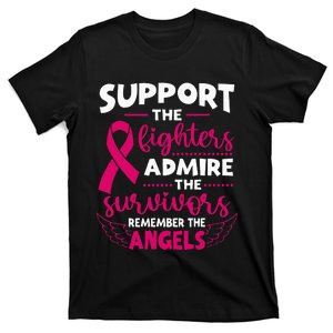 Angel Wing Pink Support The Fighters Breast Cancer Awareness T-Shirt