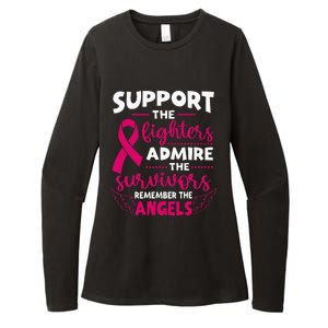 Angel Wing Pink Support The Fighters Breast Cancer Awareness Womens CVC Long Sleeve Shirt