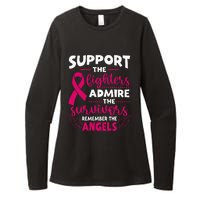 Angel Wing Pink Support The Fighters Breast Cancer Awareness Womens CVC Long Sleeve Shirt