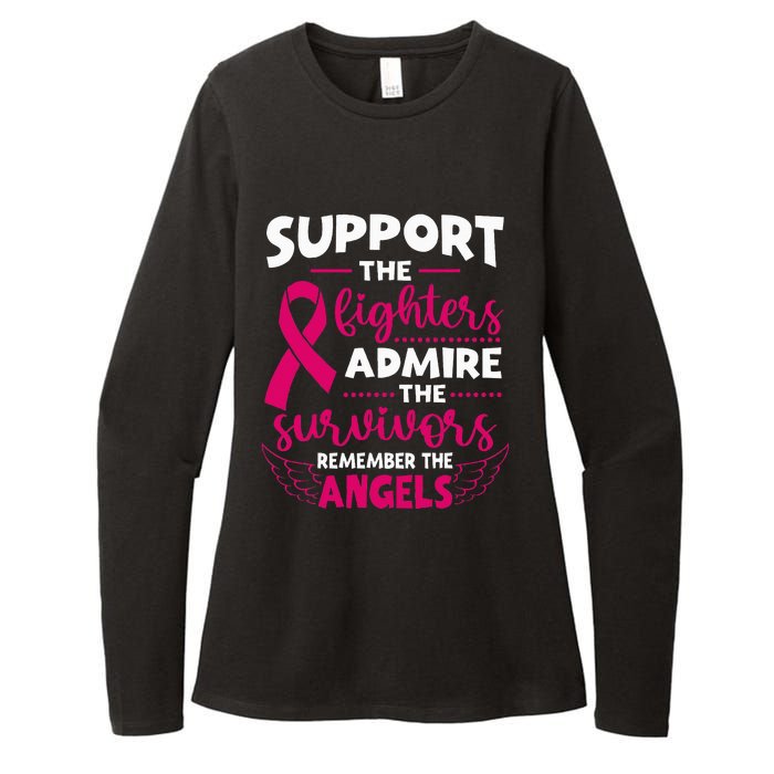 Angel Wing Pink Support The Fighters Breast Cancer Awareness Womens CVC Long Sleeve Shirt