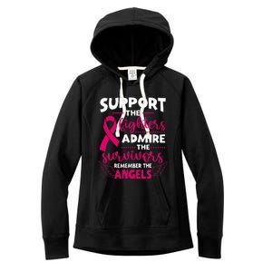 Angel Wing Pink Support The Fighters Breast Cancer Awareness Women's Fleece Hoodie