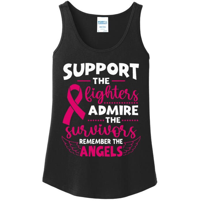 Angel Wing Pink Support The Fighters Breast Cancer Awareness Ladies Essential Tank