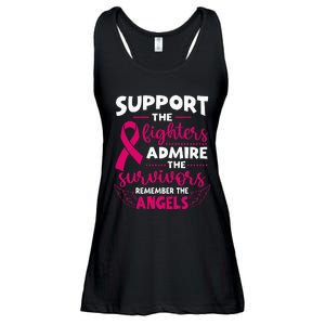 Angel Wing Pink Support The Fighters Breast Cancer Awareness Ladies Essential Flowy Tank