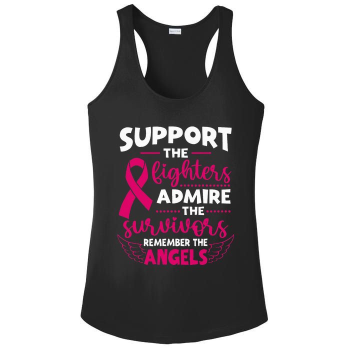 Angel Wing Pink Support The Fighters Breast Cancer Awareness Ladies PosiCharge Competitor Racerback Tank