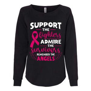 Angel Wing Pink Support The Fighters Breast Cancer Awareness Womens California Wash Sweatshirt