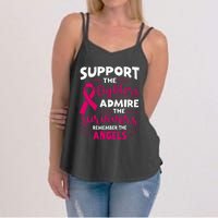 Angel Wing Pink Support The Fighters Breast Cancer Awareness Women's Strappy Tank