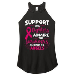 Angel Wing Pink Support The Fighters Breast Cancer Awareness Women's Perfect Tri Rocker Tank