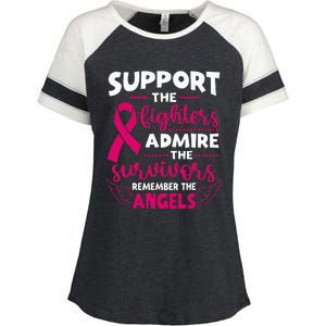 Angel Wing Pink Support The Fighters Breast Cancer Awareness Enza Ladies Jersey Colorblock Tee