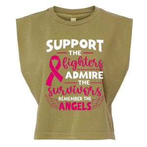 Angel Wing Pink Support The Fighters Breast Cancer Awareness Garment-Dyed Women's Muscle Tee