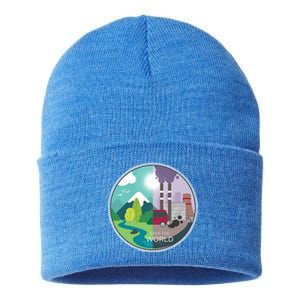 Air Water Pollution Nature Renewable Energy Vegan Off Grid Meaningful Gift Sustainable Knit Beanie