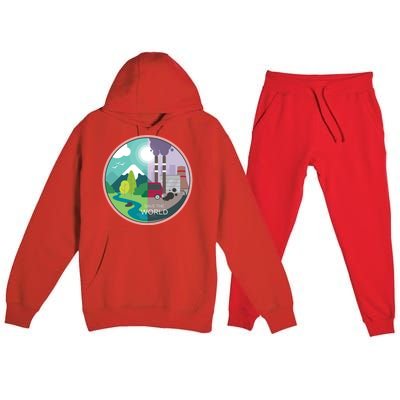 Air Water Pollution Nature Renewable Energy Vegan Off Grid Meaningful Gift Premium Hooded Sweatsuit Set