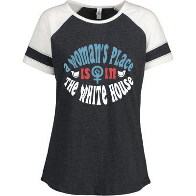 A Womans Place Is In The White House President Quote 2024 Enza Ladies Jersey Colorblock Tee