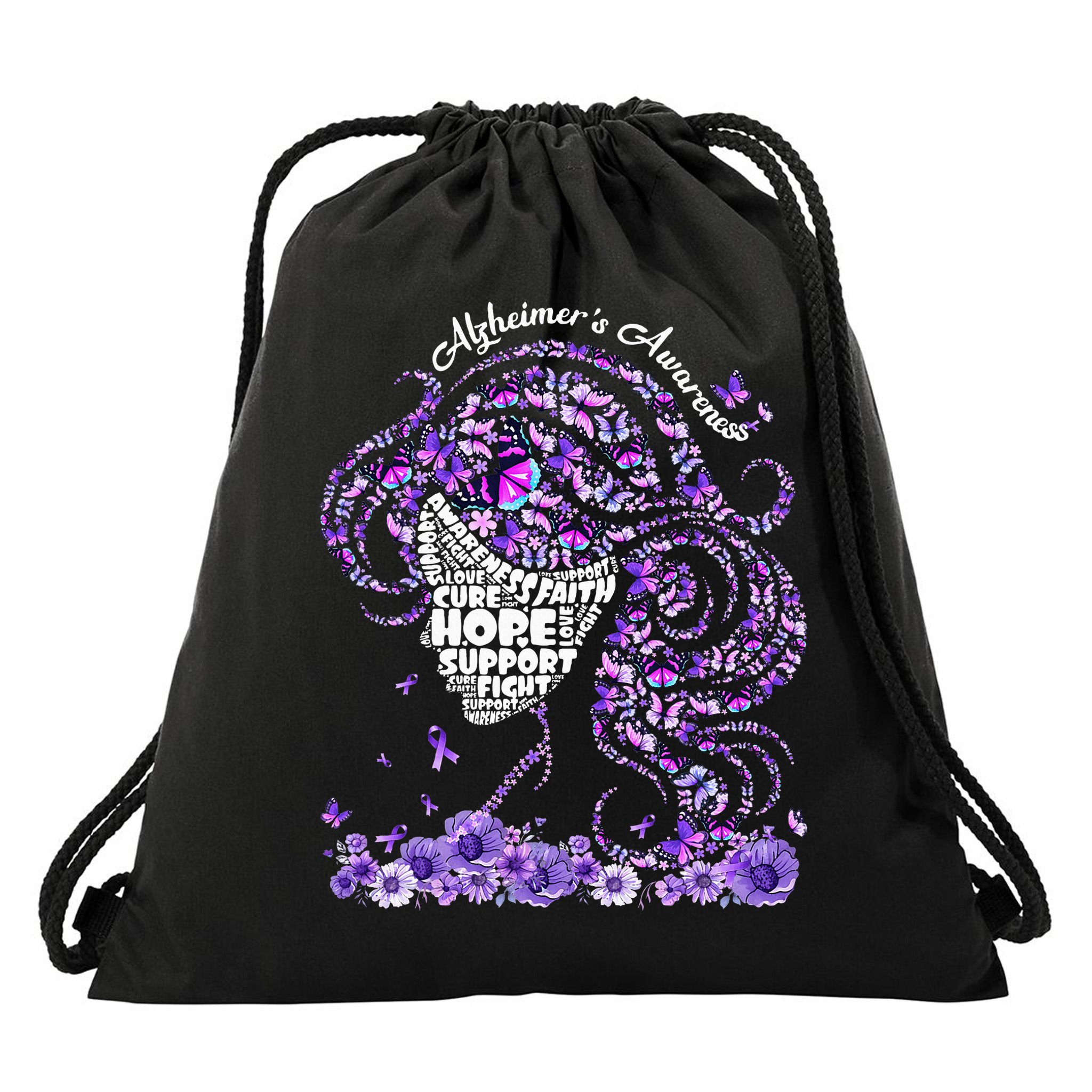 Alzheimers Wear Purple Alzheimers Awareness 2024 Drawstring Bag