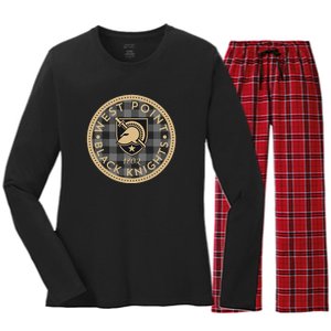 Army West Point Black Knights Plaid Badge Women's Long Sleeve Flannel Pajama Set 