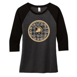 Army West Point Black Knights Plaid Badge Women's Tri-Blend 3/4-Sleeve Raglan Shirt