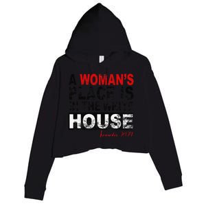 A WomanS Place Is In The White House Kamala Harris Crop Fleece Hoodie