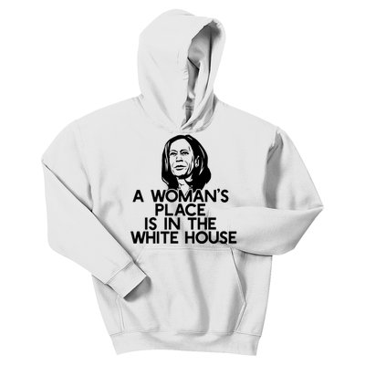 A WomanS Place Is In The White House Kamala Harris Meme Kids Hoodie