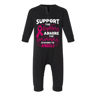 Angel Wing Pink Support The Fighters Breast Cancer Awareness Infant Fleece One Piece