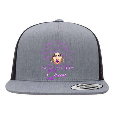 Aquarius Wo Purple Afro Queen Black Zodiac Birthday Flat Bill Trucker Hat