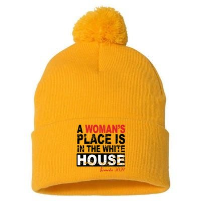 A Womans Place Is In The White House Women Pom Pom 12in Knit Beanie