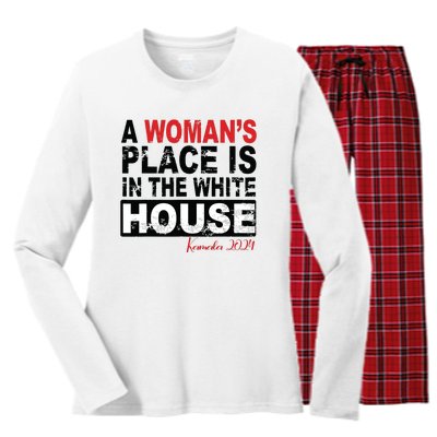 A Womans Place Is In The White House Women Women's Long Sleeve Flannel Pajama Set 