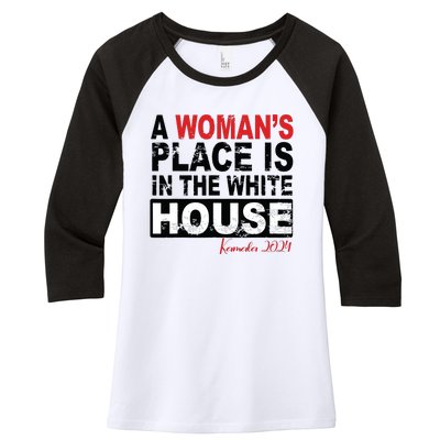 A Womans Place Is In The White House Women Women's Tri-Blend 3/4-Sleeve Raglan Shirt