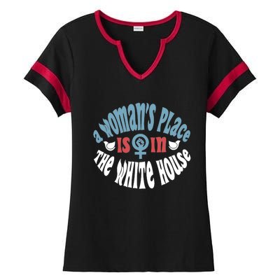 A WomanS Place Is In The White House President Quote 2024 Ladies Halftime Notch Neck Tee