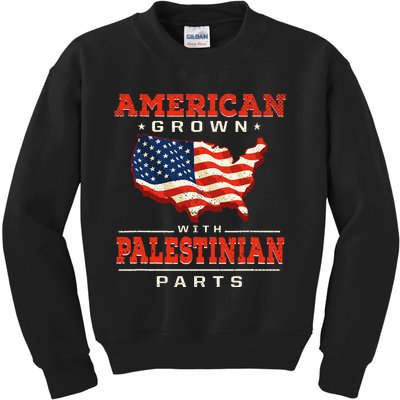 American with Palestinian Parts Patriotic Palestine  Kids Sweatshirt