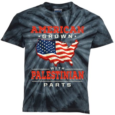 American with Palestinian Parts Patriotic Palestine  Kids Tie-Dye T-Shirt