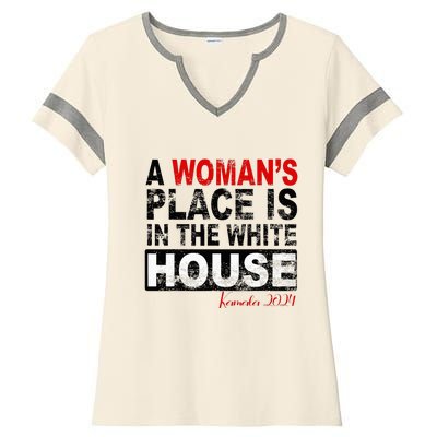 A Womans Place Is In The White House Kamala Harris Ladies Halftime Notch Neck Tee