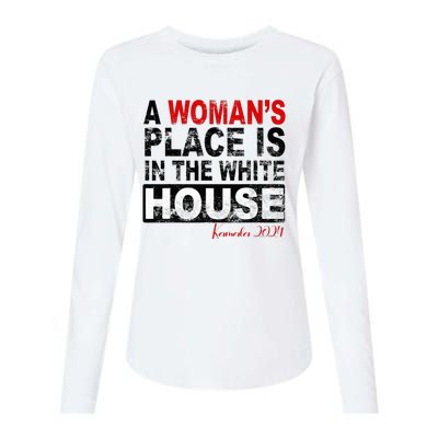 A Womans Place Is In The White House Kamala Harris Womens Cotton Relaxed Long Sleeve T-Shirt