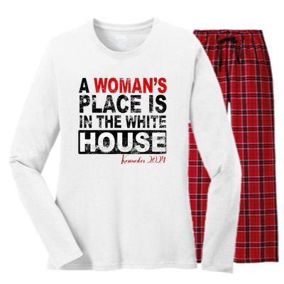 A Womans Place Is In The White House Kamala Harris Women's Long Sleeve Flannel Pajama Set 