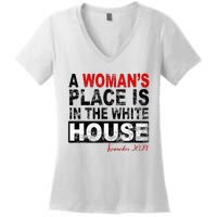 A Womans Place Is In The White House Kamala Harris Women's V-Neck T-Shirt