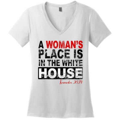 A Womans Place Is In The White House Kamala Harris Women's V-Neck T-Shirt