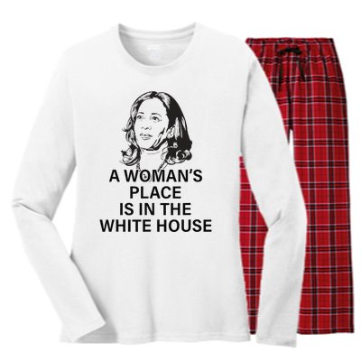 A WomanS Place Is In The White House Gift Women's Long Sleeve Flannel Pajama Set 